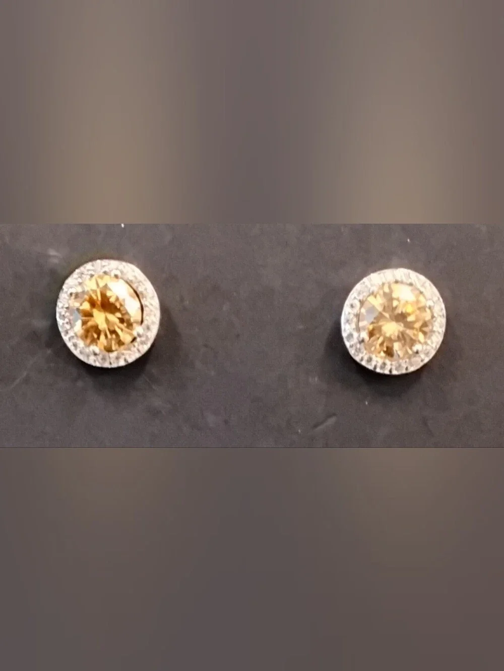 Sterling Silver Round Champagne Moissenite Studs